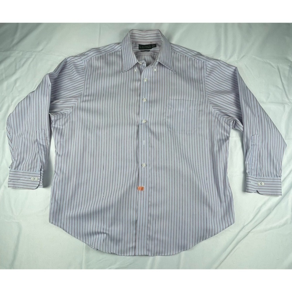 LAUREN RALPH LAUREN NON IRON DRESS SHIRT MENS 18 34/35 STRIPED BUTTON DOWN SHIRT